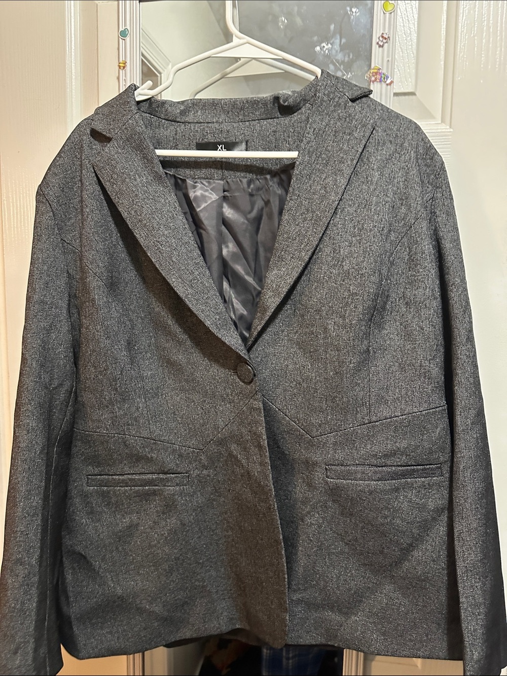 Women's Gray Single-Button Blazer Jacket